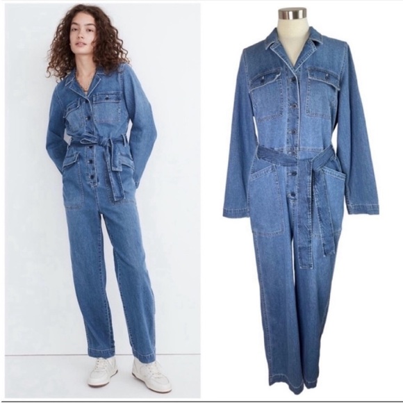 MADEWELL NWT Claireville Denim Tie-Waist Jumpsuit size L - Picture 12 of 12